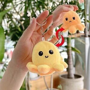 Reversible Octopus Plush Keychain Yellow Orange Mood Octopus Plush Bag Charm